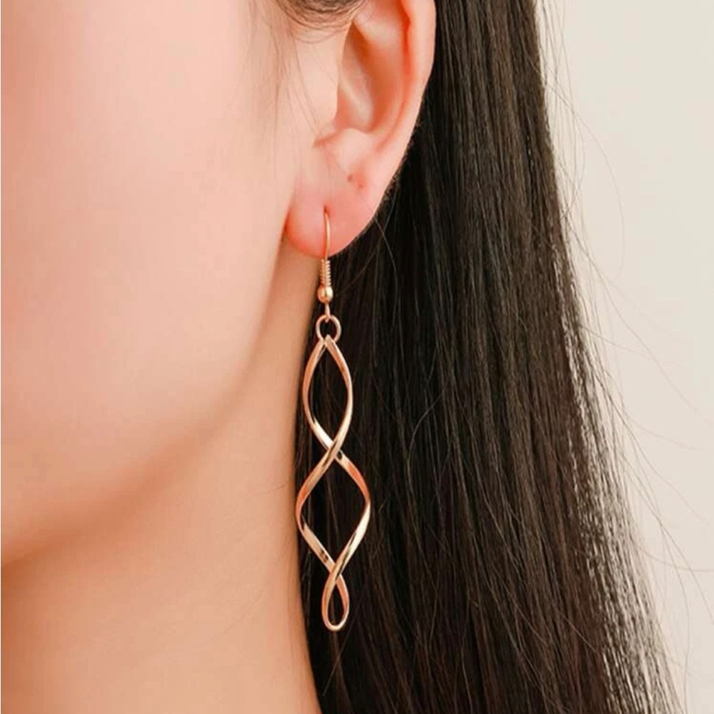 Gold Spiral Drop Earrings